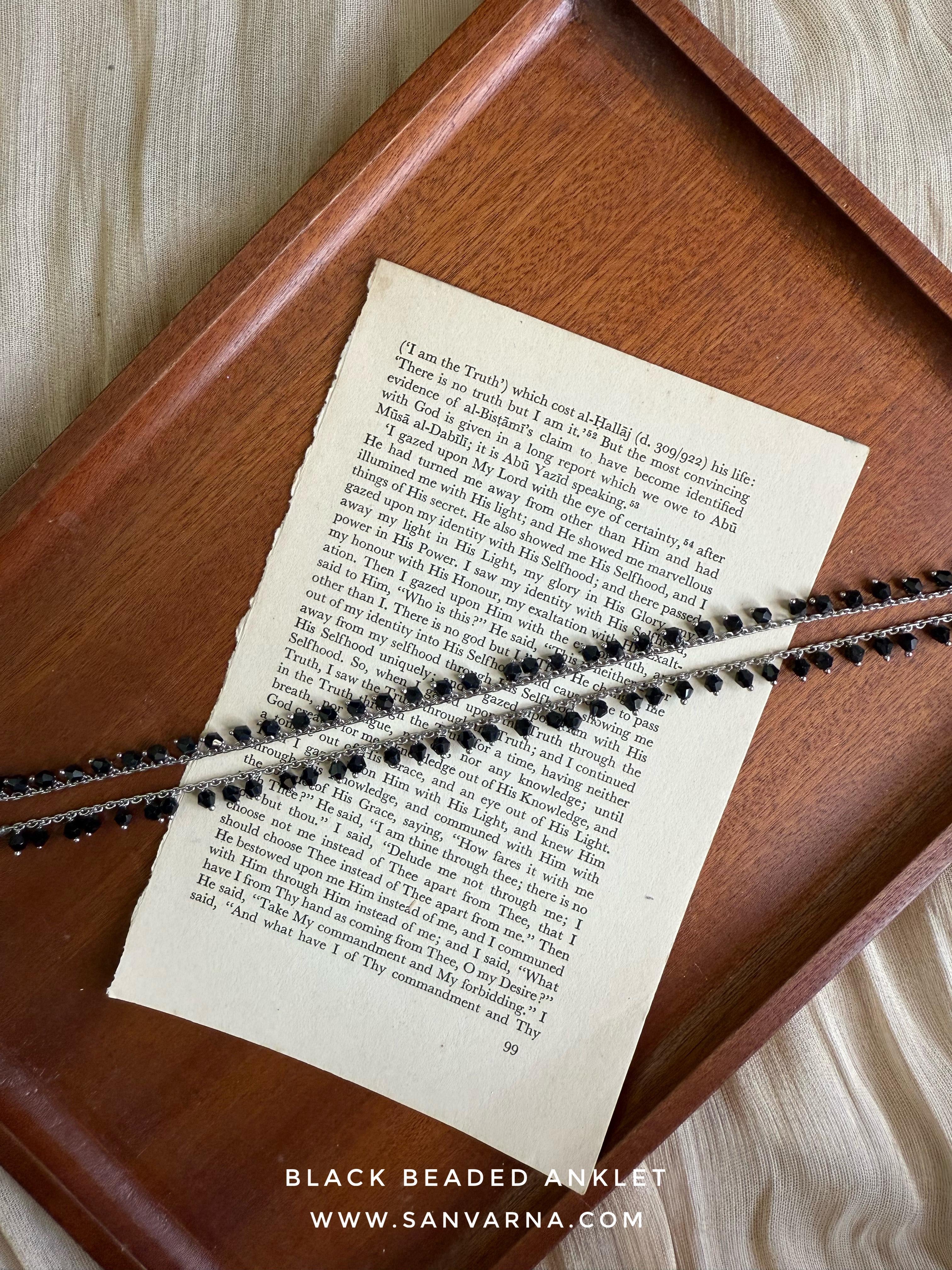 Black Beaded Anklet (Pair)