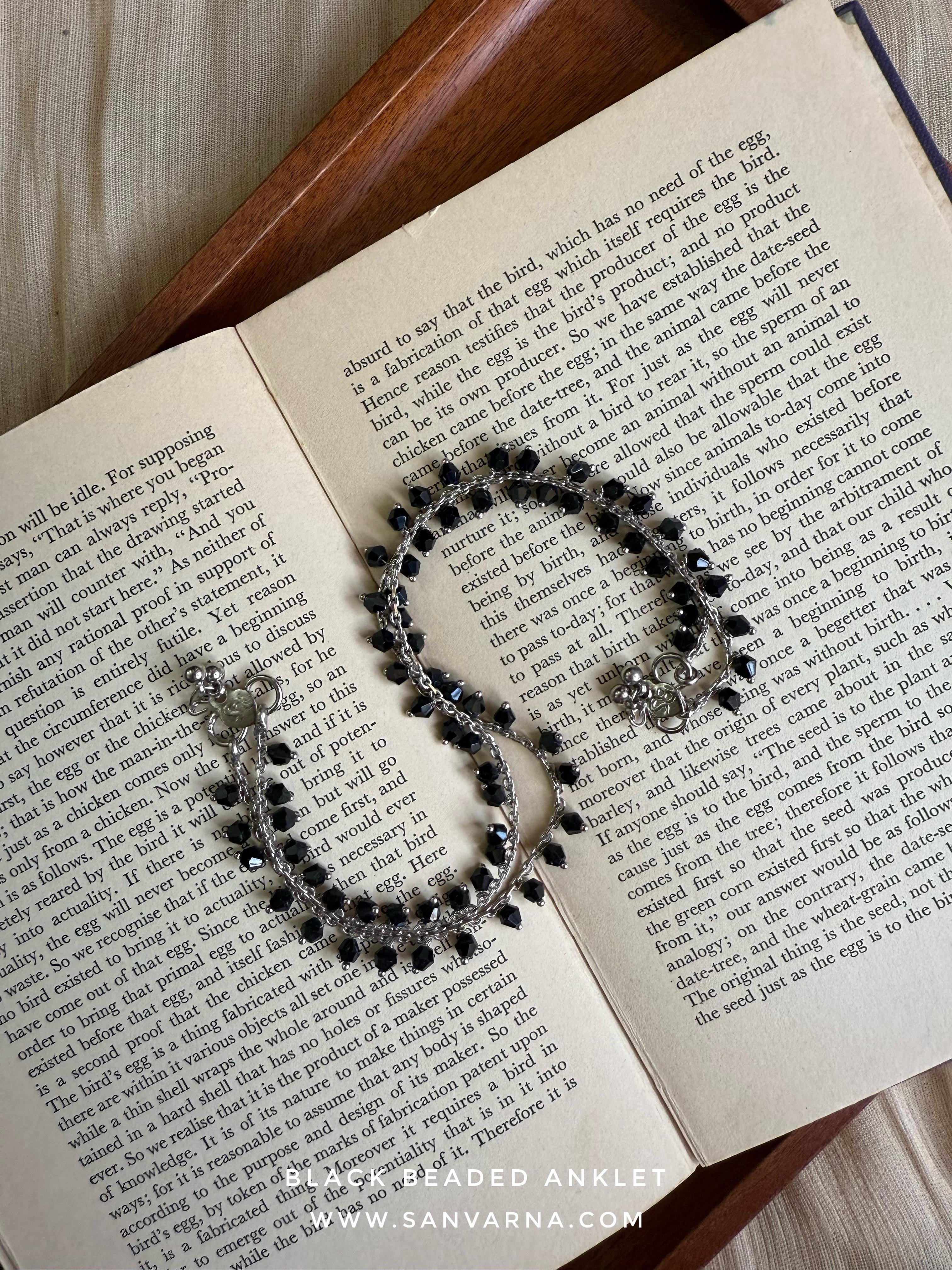 Black Beaded Anklet (Pair)